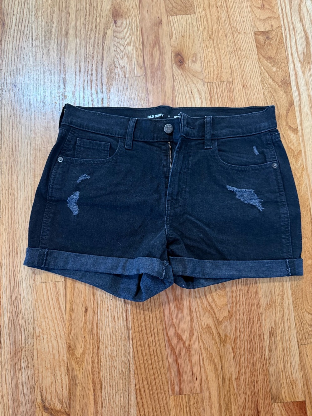 Old Navy Black Distressed Cuffed Jean Shorts